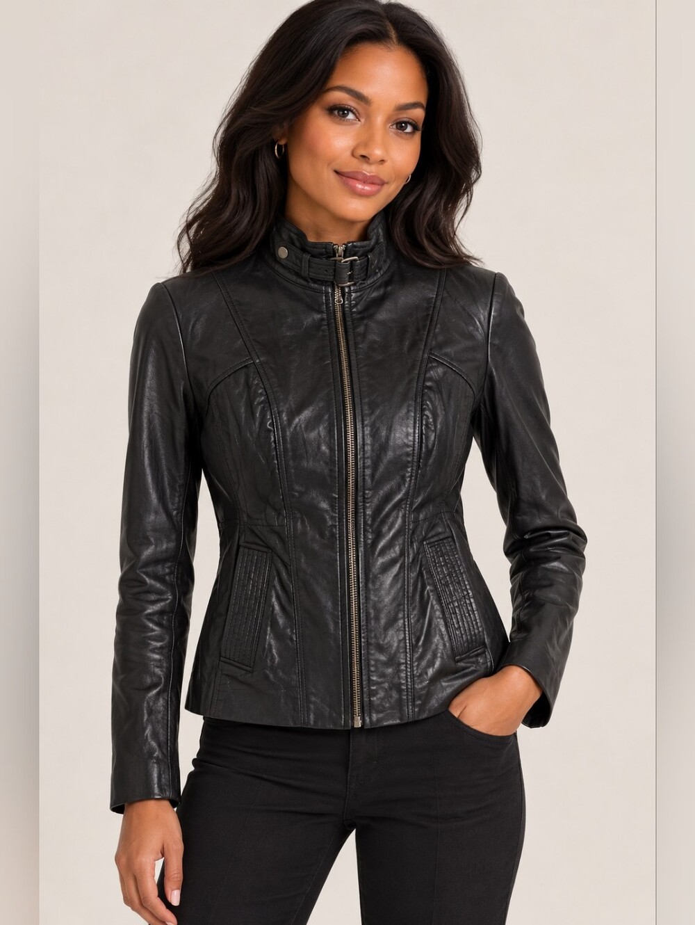 Marc New York Women's Black Leather Jacket